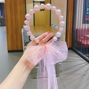 Aksesoris Rambut Pita Mutiara Imitasi Lucu Manis untuk Anak, Ikat Rambut Tulle Buatan Tangan Model Putri untuk Kuncir Kuda dan Kepang - Product Image 4