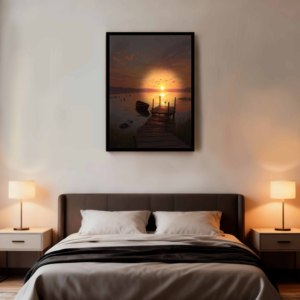 Arte Mural de <span class=keywords><strong>Paisaje</strong></span> con Luz LED, Pintura de <span class=keywords><strong>Atardecer</strong></span> en Lienzo, Cuadro con Luz LED para Decoración de Pared de Sala de Estar - Product Image 4