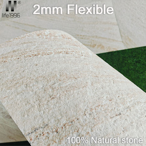 Revêtement mural en pierre fine Life1996, marbre blanc doré naturel, décoration murale de luxe italienne, pierre flexible ultra-fine - Product Image 1