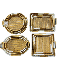 Panier de rangement en rotin tressé à la main de luxe personnalisé pour la maison, en plastique, pour pain, fruits, vêtements, petit panier de rangement en rotin