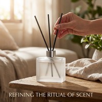 Diffuseur de parfum moderne en verre rectangulaire de 120 ml avec bâtonnets |   Flacon de parfum vide de luxe avec bouchon à vis |   Frost Custom Crack