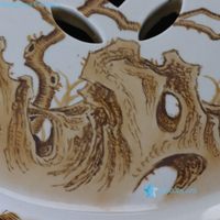 RZTX21-A Nouvelle table d'appoint en porcelaine peinte à la main, motif floral et faisan, ton sépia, style traditionnel chinois