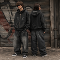 Sweat à capuche zippé personnalisé avec logo, délavé à l'acide, pour hommes et femmes, coupe oversize, en molleton de coton épais, style streetwear, OEM, faible MOQ, portrait