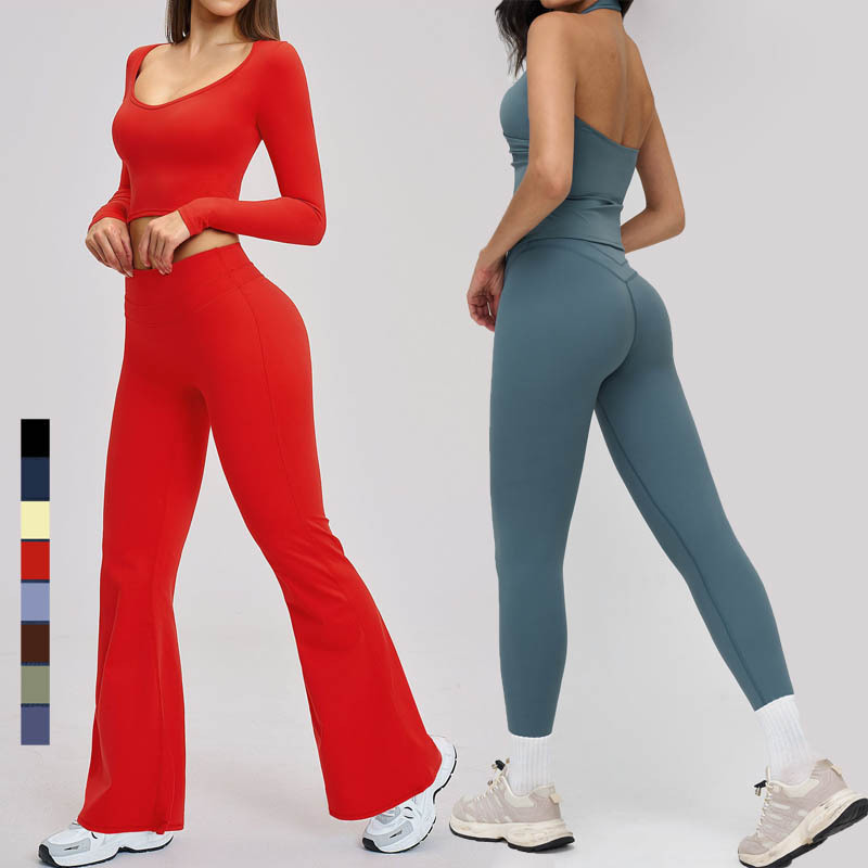 SHINBENE Women's Plus Size Solid Tight Fitting Sexy Backless Yoga Suit 5 Piece Sportswear Set for Outdoor Fitness