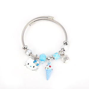 กำไลข้อมือลายการ์ตูนแมวเฮลโลคิตตี้น่ารัก สแตนเลสสตีล ปรับขนาดได้ - Product Image 6