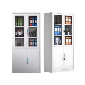 Metal File <b>Cabinet</b> with Lock Large Capacity Adjustable Shelves Furniture and Glass Door Elegant Design for School Home Office - Product Image 4