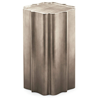Table console en bois massif de forme organique, artistique et moderne Table d'appoint de forme libre de concepteur Table de forme libre avec détails en feuille métallique