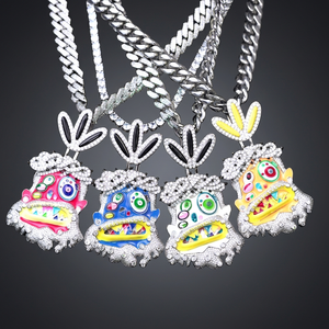 Yu Ying Customization Fashion Enamel Pendant Cartoon Image 925 Sterling <b>Silver</b> Moissanite Enamel Pendants <b>Charm</b> - Product Image 1
