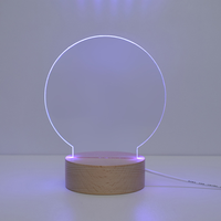 Offre Spéciale bricolage blanc acrylique 3d LED Base bois rond carré décoratif créatif lampe en bois Base Led veilleuse