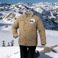 USN Vintage Wintermantel 100% Baumwolle Dick Herren Sherpa-Gefütterte Fleece-Deckjacke Stehkragen Reißverschluss Marine N1 Unifarben Gefärbter Cord
