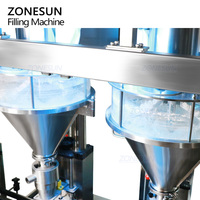Machine de remplissage automatique de poudre ZONESUN ZS-FM5D haute précision à 2 têtes pour bouteilles, bocaux, farine et épices, avec alimentateur de poudre