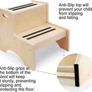 Children's <b>Bamboo</b> Step <b>Stool</b> Minimalist Design Safety Non-Slip For Kids - Product Image 3