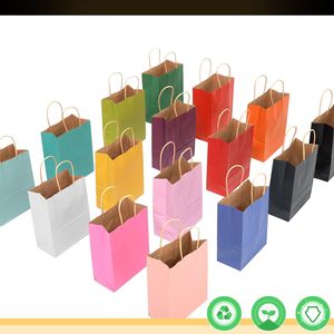 Bolsas de Compra de Papel Kraft Reciclado Ecológicas de Grado Alimenticio al por Mayor, Impresas Personalizadas, Biodegradables, Reciclables, con Logotipo Negro y Verde - Product Image 2