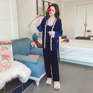 Set flanel dewasa, pakaian tidur beludru Natal musim dingin piyama bulu domba hangat - Product Image 6