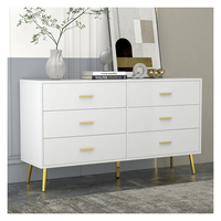 Armoire de rangement en bois blanc de style nordique, luxe léger, avec tiroirs et 4 pieds dorés