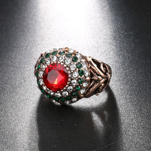 New Turkish Red <strong>Rings</strong> Antique Gold Color Women's Jewelry <strong>Golden</strong> Crown Green Crystal Finger <strong>Ring</strong> - Product Image 6