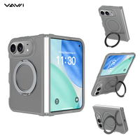Étui de téléphone magnétique VAWI B526 de luxe pliable, gris translucide mat, toucher doux et soyeux, pour iPhone Duo avec support rotatif