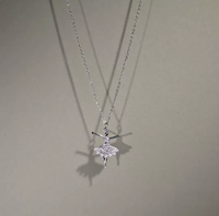 Collier Pendentif Ballerine Plaqué Strass en Gros pour Femmes, Cadeau Compétition Danse Ballet, Bijoux en Cristal pour Filles Danseuses