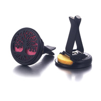 Diffuseur de voiture moderne noir CREST à clipser sur grille d'aération, en plastique détachable, motif arbre, désodorisant parfumé aux huiles essentielles, garantie 1 an