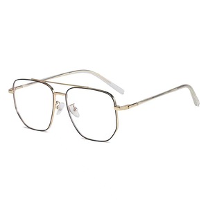 Lunettes optiques unisexes en métal, nouveau modèle à double pont, grande monture, compatibles avec les verres correcteurs, anti-lumière bleue, élégantes, couleur bleue - Product Image 6