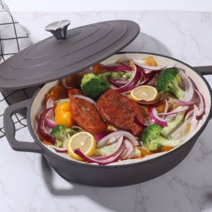 Conjunto antiadhesivo para Horno Holandés, lote De cazuela, olla De cocina, juego De utensilios De cocina De hierro fundido grande y pequeño con tapa - Product Image 5