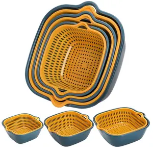 Mutfak güvenli kolay yerleştirme için 6-Piece çok fonksiyonlu PP drenaj sepet meyve sebze depolama temizleme süzgeç - Product Image 1