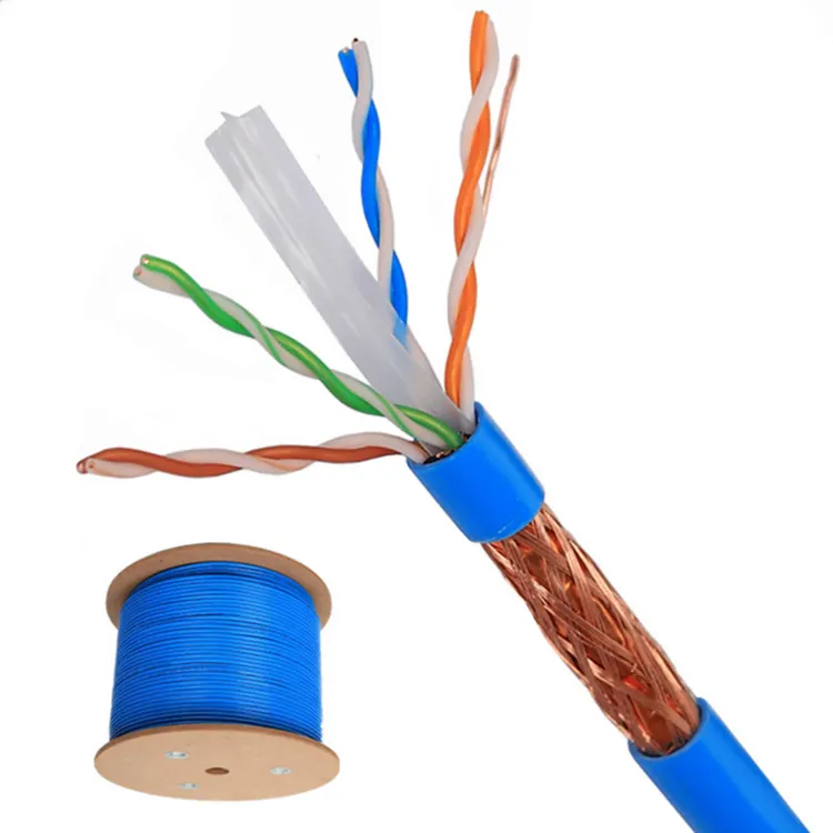 Bare Copper CCTV Camera SFTP Double Shielding Wholesale Price Utp 1000Ft 23Awg Cat6a Cable Cat6 Pure Copper Cable