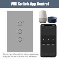 Fahint sakelar pintar listrik, lampu wifi rumah pintar online 230v standar 3 gang 1 arah warna abu-abu Hitam Putih emas