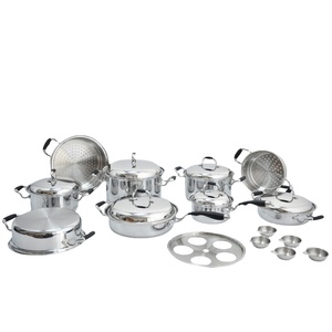Utensilios de cocina de <span class=keywords><strong>acero</strong></span> <span class=keywords><strong>inoxidable</strong></span> sin agua de 3 capas, 21 Uds., juego de ollas y <span class=keywords><strong>sartenes</strong></span> de grado de <span class=keywords><strong>acero</strong></span> quirúrgico 304 con huevera para cocinar - Product Image 1