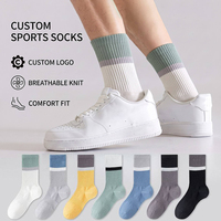 Chaussettes de sport personnalisées à blocs de couleur, respirantes, rayées, côtelées en coton pour hommes, usage quotidien, vente en gros