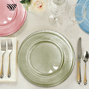 Juego de Platos de Presentación de Vidrio en Forma de Flor de 13 Pulgadas, Platos Decorativos Duraderos y Coloridos para Bodas y Eventos - Product Image 1