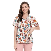 Blouses d'infirmière à imprimé animaux de dessin animé pour clinique vétérinaire, hôpital, dentisterie, blouse de médecin, uniformes médicaux et chirurgicaux en sergé