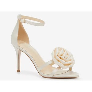 New Women's Summer Party Wedding Heeled Sandals Slingback Ankle Strap Round Toe <b>Open</b> Toe Upper with Flower Thin High Heel - Product Image 1