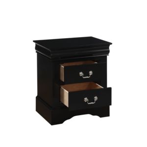 Comodino Luigi Filippo III con Finitura Nera, Mobile Contenitore a 2 Cassetti per Camera da Letto - Product Image 4