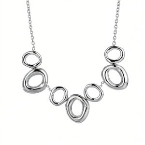 Amy Amy Fashion <b>Statement</b> <b>Necklace</b> Stainless Steel Rhodium Plated Geometric Design For Women Party Everyday Wearing - Product Image 3