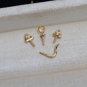 Composants de bijoux pour la création artisanale : Base vide en forme de petit chat pour pendentif en or 18 carats avec collier de perles baroques - Product Image 2