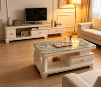 Vente directe usine : Ensemble meuble TV et table basse, style moderne et minimaliste, pour salon, meuble multimédia et d'appoint sur pied