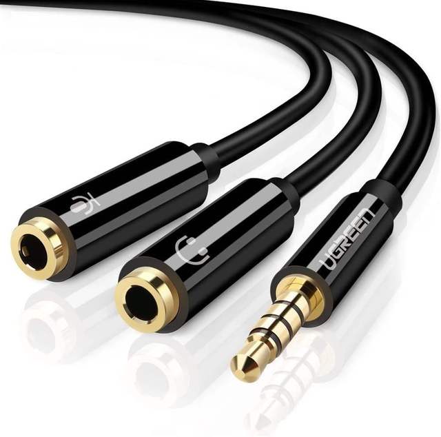 UGREEN Headphone Splitter 3.5mm 4 Pole TRRS Audio Splitter Mic Y Headset Splitter Stereo Separate Jack