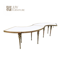 JJY-YHZ-H001 Vente en gros de table de banquet de luxe en acier inoxydable, table de dîner en verre serpentine pour mariage