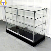 Vitrine de Comptoir en Verre LED Personnalisée avec Portes Coulissantes sur Rail Argenté, Étagères Ajustables – Étanche et Écologique pour la Vente au Détail