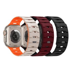 Bracelet de montre en silicone à double boucle pour Apple IWatch Ultra 49 mm 41 42 45 40 44, sangle de poignet avec boucle magnétique réglable - Product Image 1