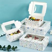 Boîte à gâteaux Bento transparente, couleurs imprimées personnalisées, ruban pour boîtes alimentaires, emballage de macarons, petite boîte de support de Cupcake