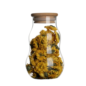 Pot de conservation alimentaire portable en verre transparent de 500 ml, forme de calebasse, soufflé à la main, avec couvercle en liège, compatible micro-ondes, pour cuisine moderne - Product Image 1