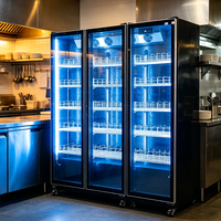 Réfrigérateur de présentation de boissons avec porte en verre, refroidissement par air et éclairage LED pour boulangerie et pâtisserie