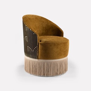 <span class=keywords><strong>Fauteuil</strong></span> en velours de luxe italien, design moderne, dossier incurvé, chaise d'appoint pour salon de villa et décoration de studio créatif - Product Image 1