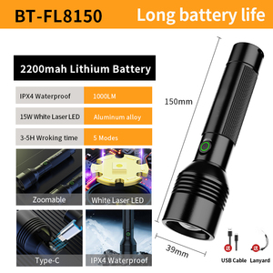 <span class=keywords><strong>2025</strong></span> New 15 Wát lumens trắng laser mạnh mẽ dài khoảng cách Zoomable nhôm sạc <span class=keywords><strong>LED</strong></span> Torch với hiển thị kỹ thuật số - Product Image 6