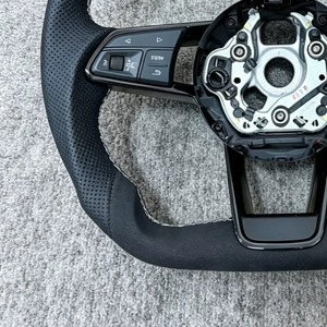 Volante Deportivo S-line de Fondo Plano en Cuero Genuino, Accesorio para Auto Compatible con Audi A6 C7 <span class=keywords><strong>A3</strong></span> A4 B8 B9 S5 A5 A7 A8 Q3 Q7 - Product Image 5
