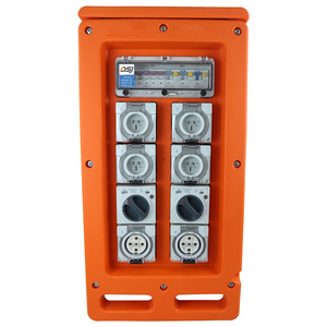 Tableau de distribution d'alimentation portable 63A triphasé 415V avec disjoncteur différentiel 4 pôles 30mA et prises commutées IP66 – Tableau d'alimentation temporaire AU - Product Image 1