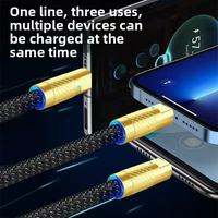 Cable USB de carga súper rápida de 120W 1 a 3, línea de datos tipo C 3 en 1 para teléfonos móviles, sala de estar de coche, compatible con Huawei