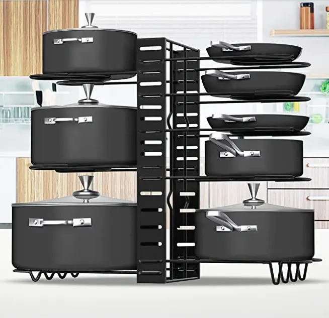 Pan Organizer Rack for Cabinet Pot and Pan Organizer for Cabinet with 3 DIY Methods Adjustable Pan Pot Rack with 8 Tiers 5 tier